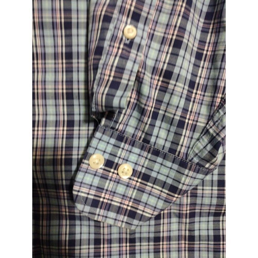 Peter Millar Mens Blue Plaid Long Sleeve Button Front Shirt XL 015 - Picture 2 of 4